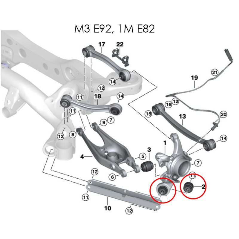 Millway Motorsport Eccentric Uniball Rear Trailing Arm Outer Bushings BMW E9X M3/E82 1M - Clubsport Garage