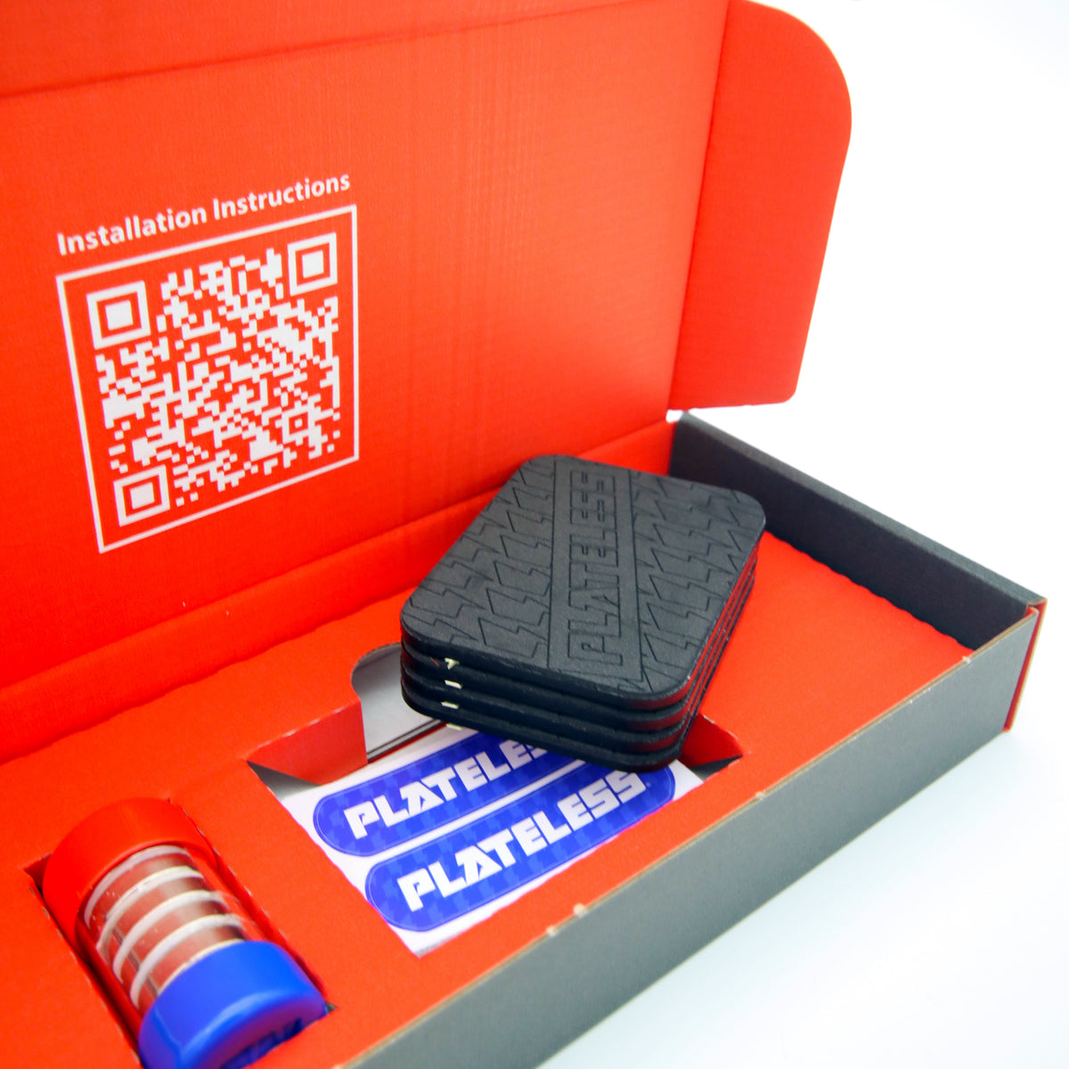 Plateless plastic bumper magnetic number plate kit with mounting pads, magnets and cover stickers