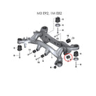 Diagram of Millway Motorsport Rear Inner Lower Uniball Bushings installation location on BMW E9X M3/E82 1M