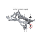 Diagram of Millway Motorsport Rear Inner Lower Uniball Bushings installation location on BMW F8X