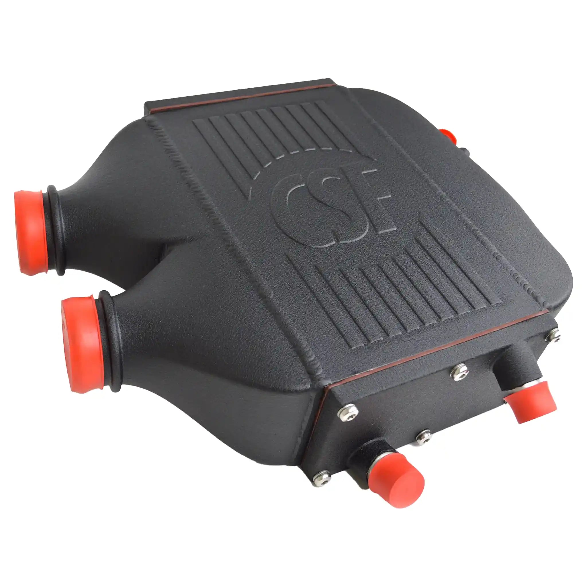 Photo of CSF High Performance Charge Cooler in crinkle black finish BMW F8X M2 M3 M4.