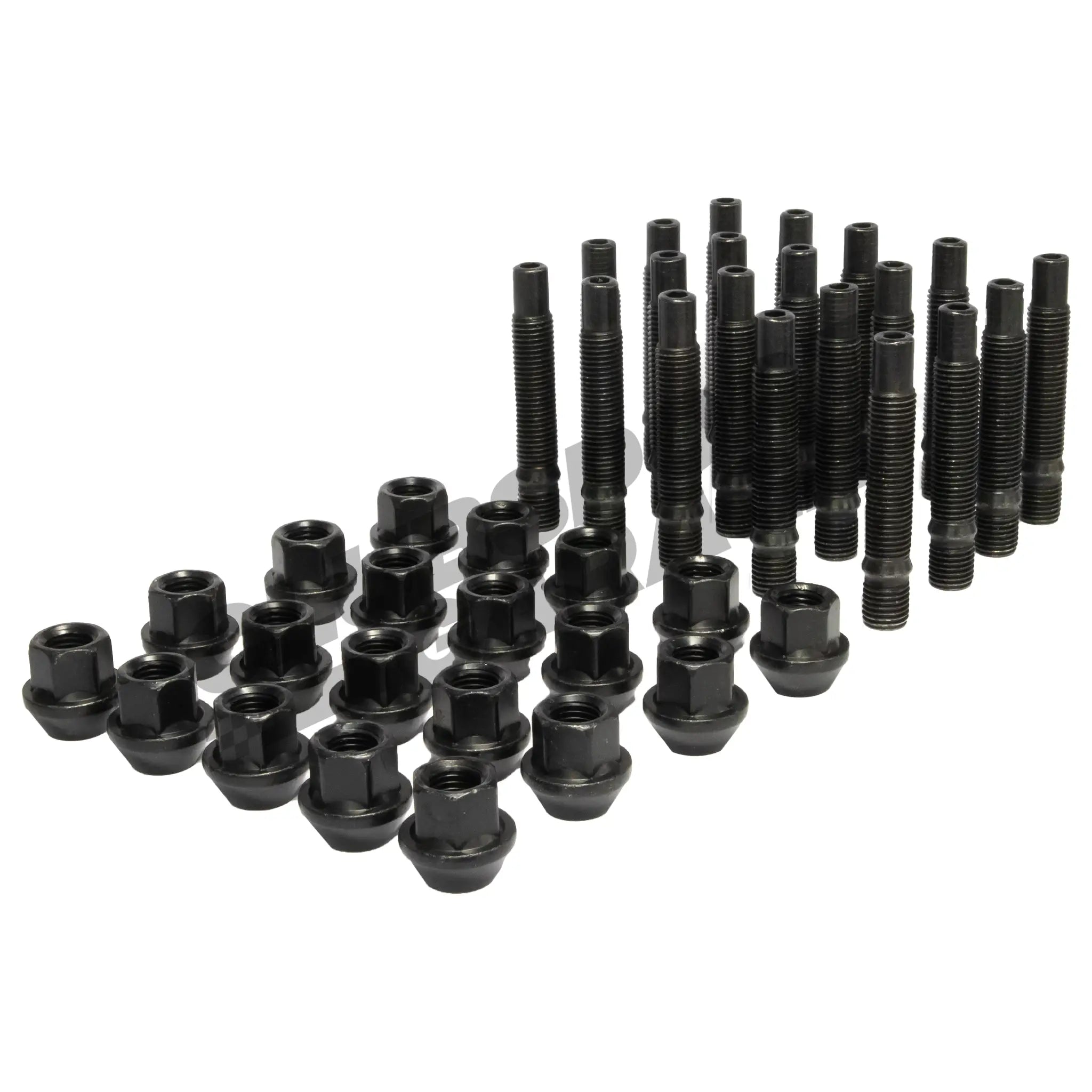 Photo of full Bimmec Stud and Nut Kit, black nuts