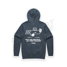 Rear Photo of At the Track Hoodie in Petrol Blue